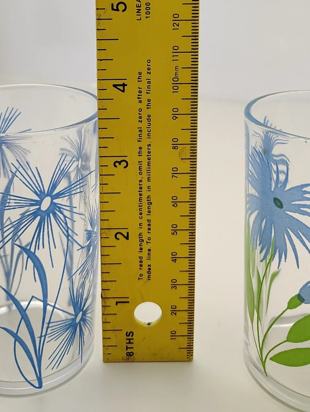 Vintage Hazel Atlas Blue Cornflower & Posy Swanky Swig Tumblers - Set of 3